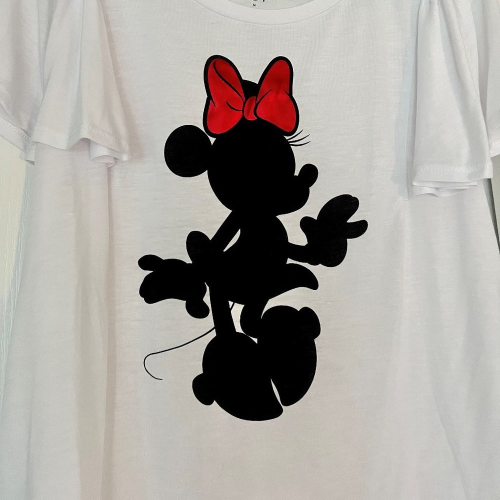 Disney Minnie Mouse White T shirt with Flowy Sleeves